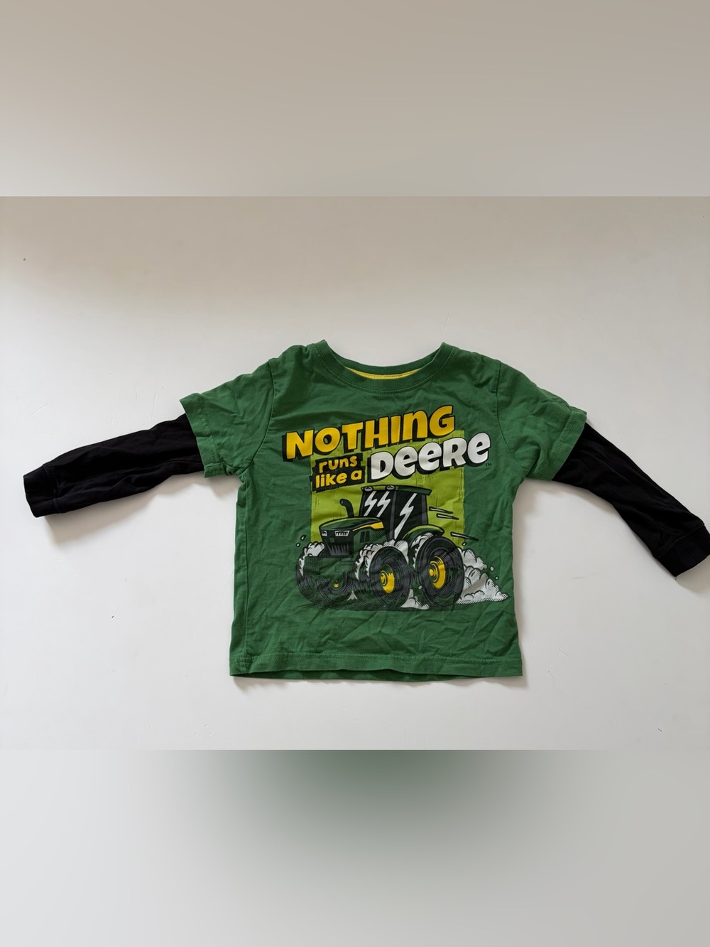 John Deere Green & Black Long Sleeve Tractor Graphic Tee